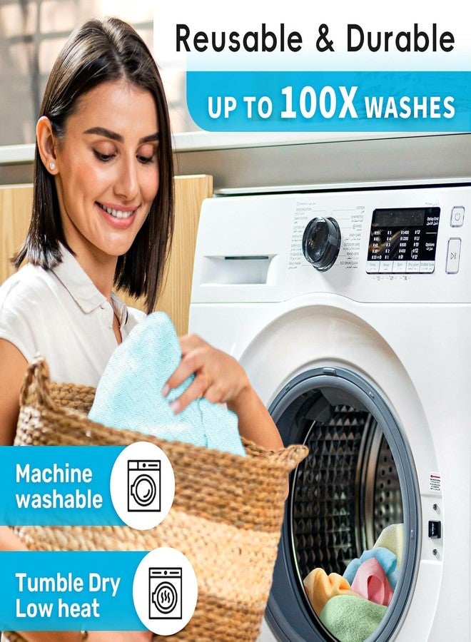 SOKT Microfiber Cleaning Cloths Roll 30 Pack Tear Away Microfiber Towels Roll Lint Free Rags, Reusable Cleaning Cloths, Washable, Scratch Free, Ultra Absorbent Dish Rags (Blue Ripple) - Image 5